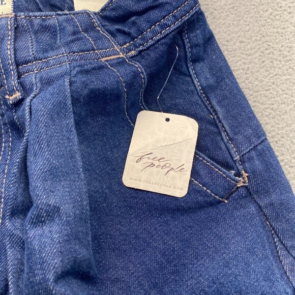 We The Free Womens High Rise Pleated Denim Wide Leg Jeans Blue Pockets Sz 24 New - Picture 15 of 15